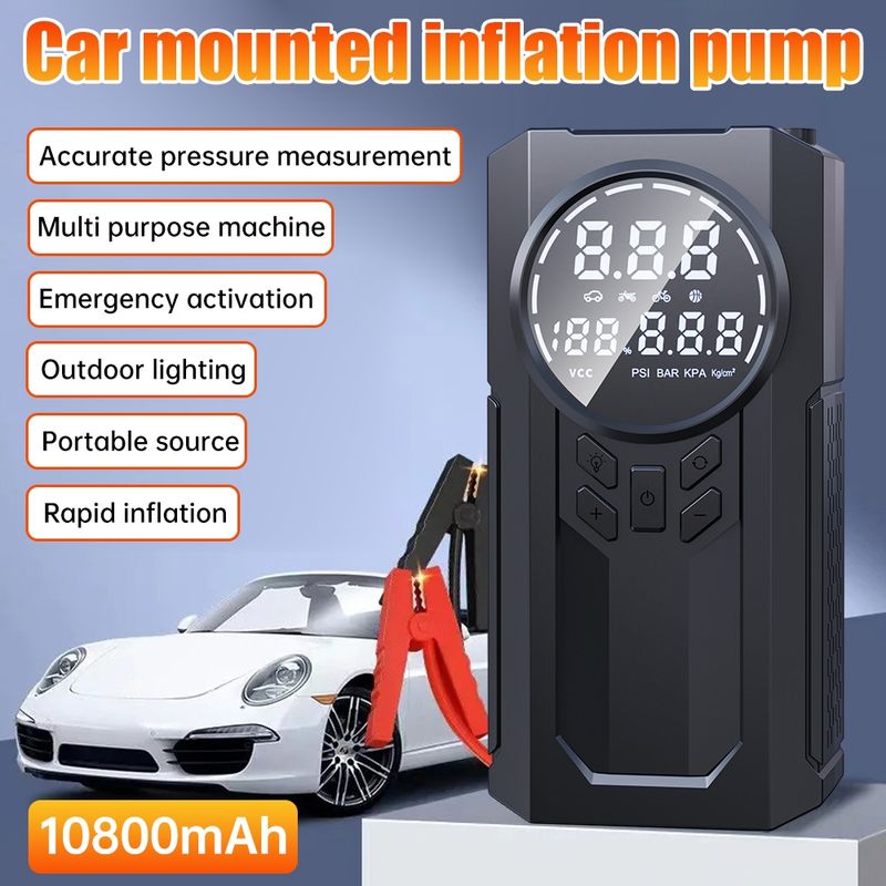 10800mAh 4 In 1 Car Jump Power Bank Pump Tire Air Compressor 12V Emergency Jumper Starter_autovado.com