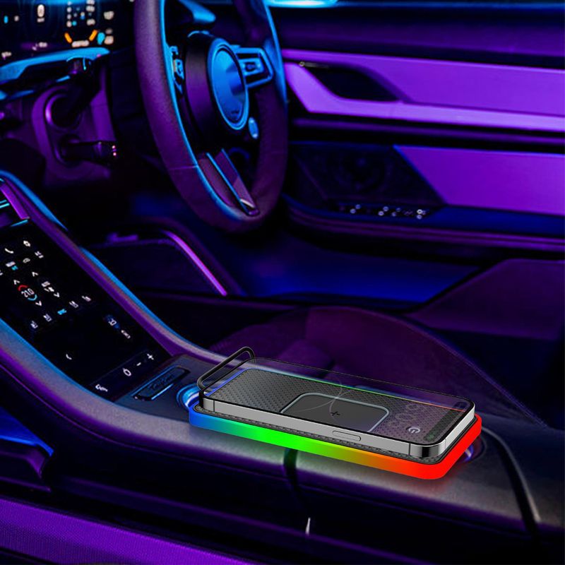 D15Key Switchable RGB Ambient Light Car Phone Wireless Charger Compatible With Mercedes-Benz BMW Universal_autovado.com