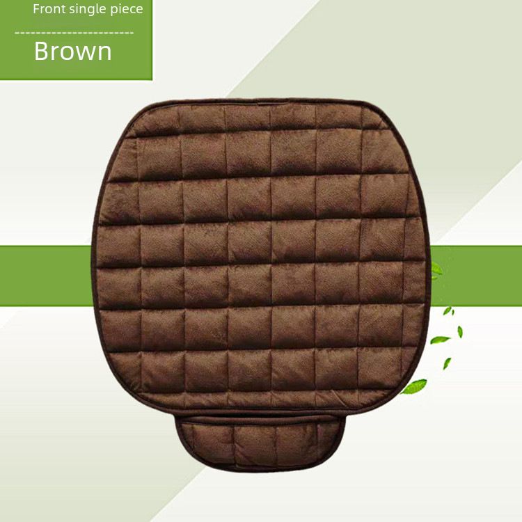 Winter car seat cushion no backrest square embroidered plush tie-free warm three-piece front and rear row single seat cushion_autovado.com