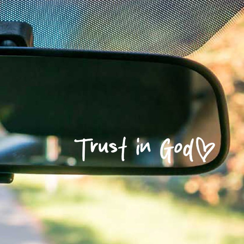 2 pack Trust in god car rearview mirror makeup mirror life faith decorative stickers_autovado.com