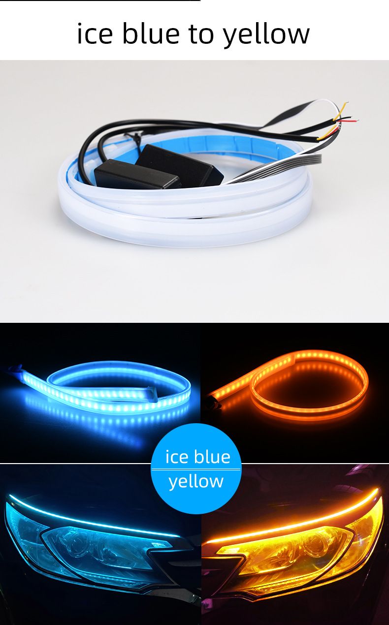 24V Dedicated Car Daytime Running Ultra-Thin Guide Strip Car-Specific White-Yellow Dual-Color Flowing Turn Signal Light_autovado.com