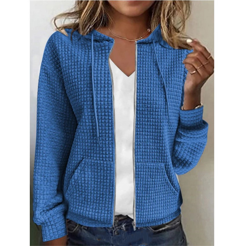 Women's Clothing zipper hooded cardigan long sleeved sweater jacket_autovado.com