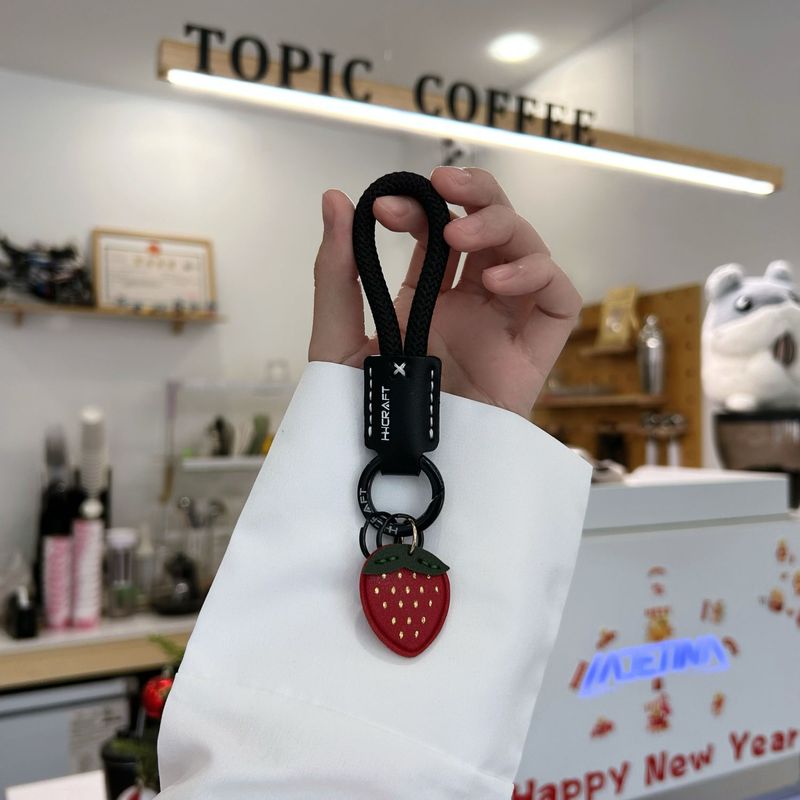 Genuine Cowhide Braided Rope Keychain Pendant High Quality Car Keychain Ring Men And Women Hand Rope School Bag Pendant_autovado.com