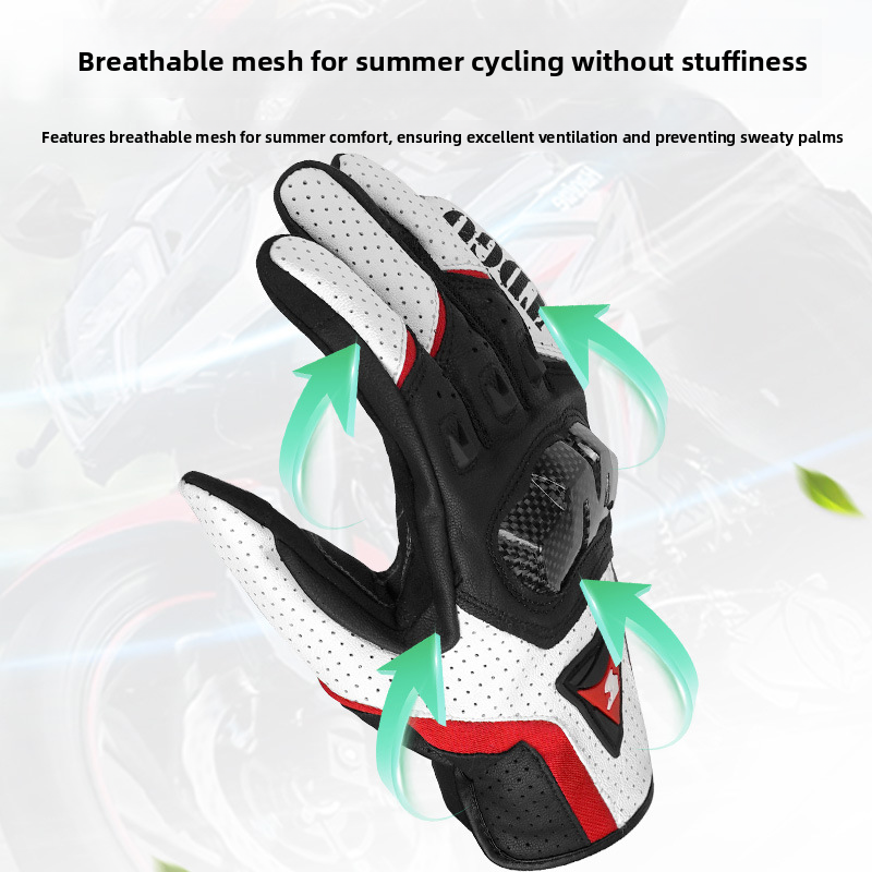 Accessories Riding Genuine Leather Gloves For Men Carbon Fiber Electric Bike Motorcycle Protective Gear Summer Anti-drop_autovado.com