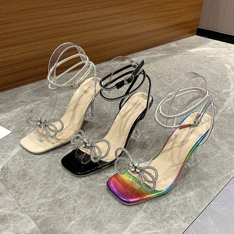Women's fashion new bow women's large size rhinestone stiletto sandals_autovado.com