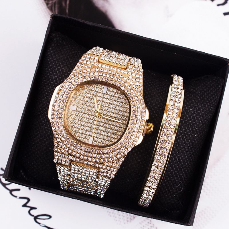 Diamond fashion watch set bracelet ladies wristwatch men_autovado.com