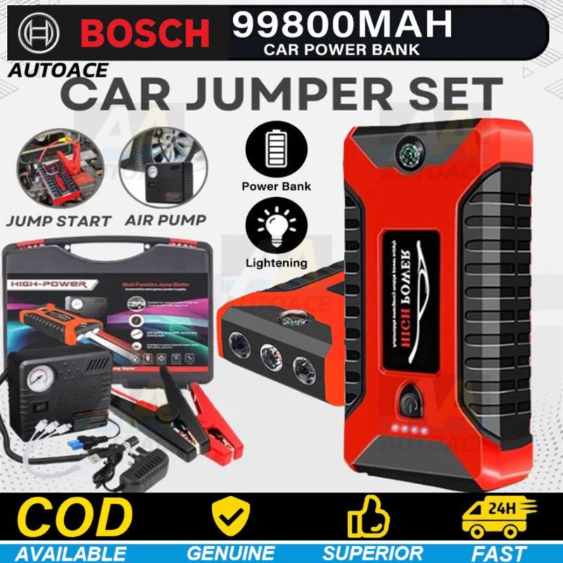 99800mAh High Battery Pump Car Power Bank Emergency Jump Starter With LED LIGHT & USB Charger_autovado.com