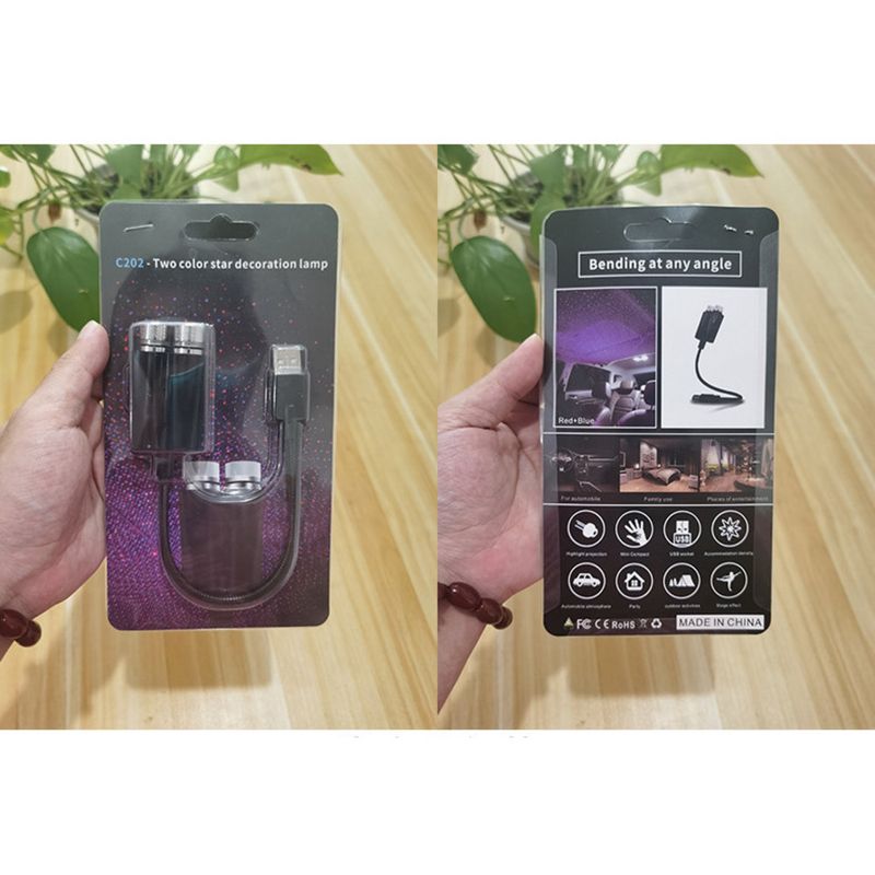 Dual color starry sky USB ambient interior projection light, car roof full of stars, laser rhythm light_autovado.com