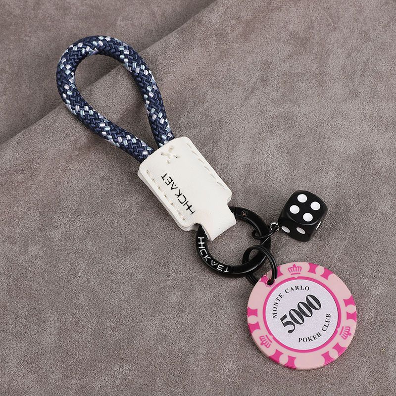 Chips Dice Cowhide Good Luck Car Keychain Original Bag Couple Pendant Personality High End Men And Women Pendant_autovado.com