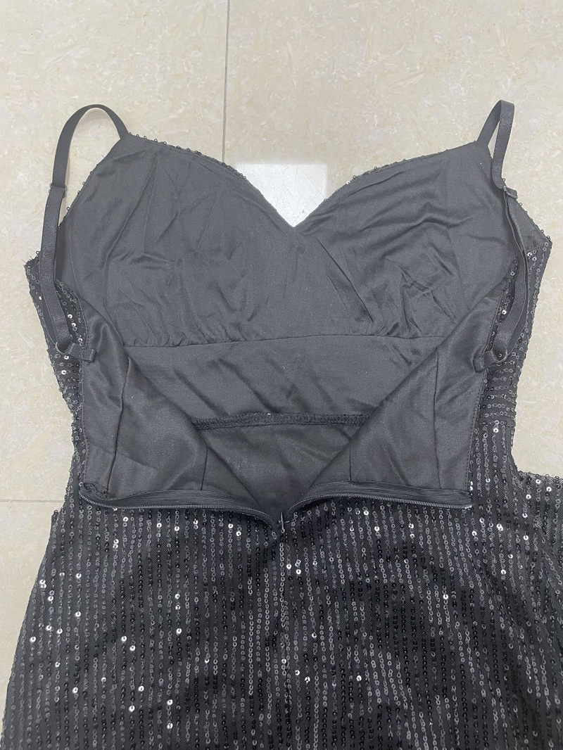 Women's summer slit backless hot girl dress sequined sleeveless suspender skirt women_autovado.com