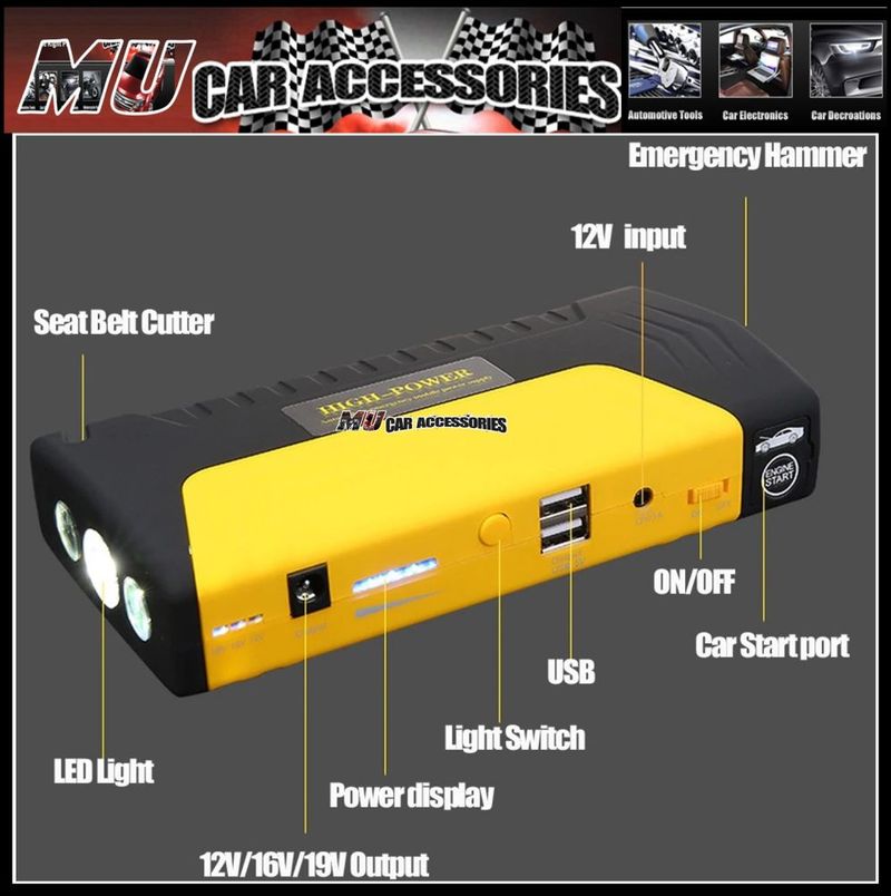 M-Spark High Booster 50800mAh Power Bank Car Jump Starter Battery Emergency Parking Light LED_autovado.com