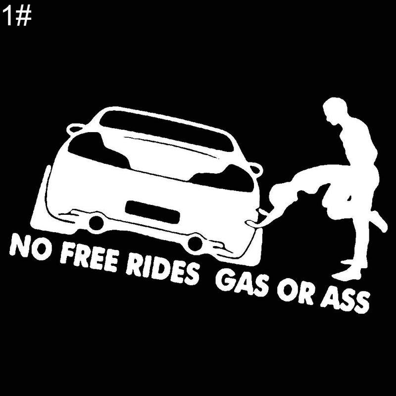 Yuanmheng Funny No Free Rides Gas or Ass Car Vehicle Reflective Decals Sticker Decoration_autovado.com