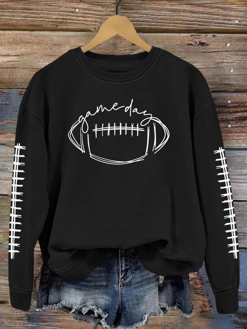 Women's Clothing new autumn game day print fashion sweater spot trend long sleeve_autovado.com