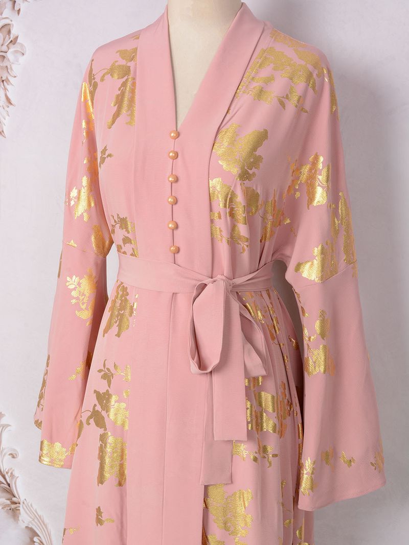 Women's Clothing Middle Eastern Muslim women's fashion new style gold stamped evening dress Arabic dress Kaftan robe_autovado.com