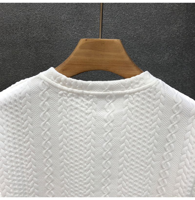 Men's clothing High-grade hemp pattern white men's short-sleeved T-shirt brand summer clothes new 2024 spirited young man clothes_autovado.com