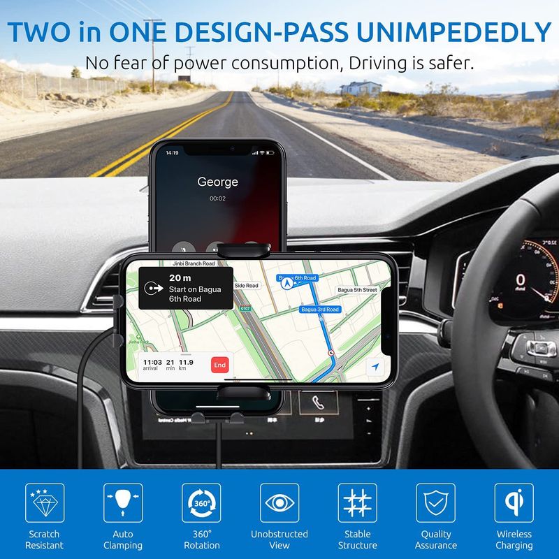 Car Wireless Charger 15W Fast Charging Automatic Clamping Car Charger Phone Holder Windshield_autovado.com