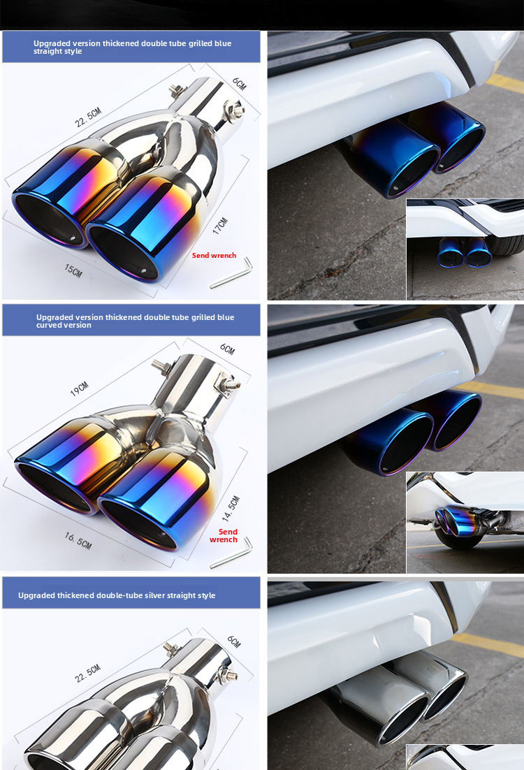 Stainless Steel Muffler Gas Cover Decoration Single Car Exhaust Pipe Universal Tail Throat_autovado.com