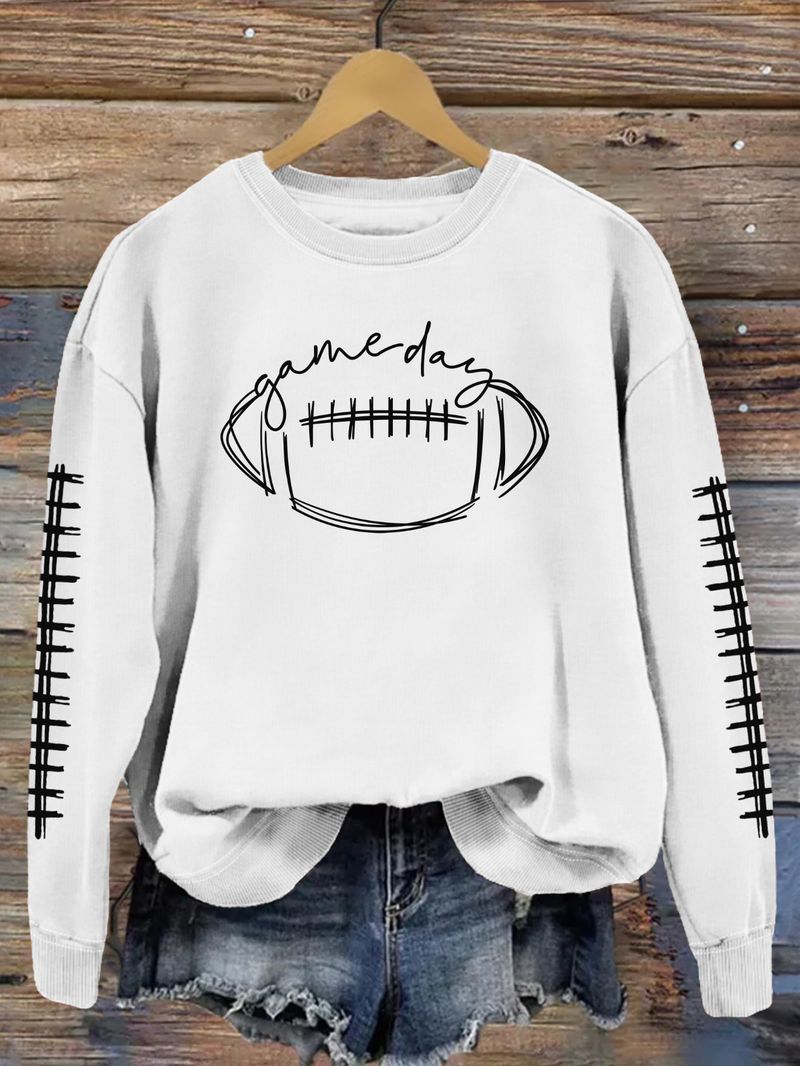 Women's Clothing new autumn game day print fashion sweater spot trend long sleeve_autovado.com