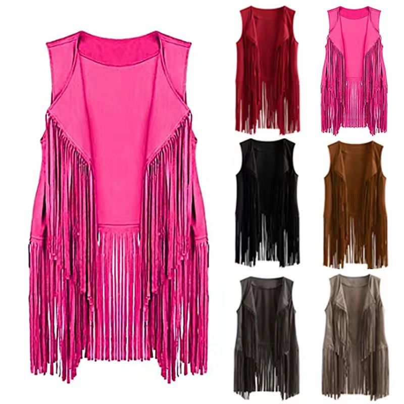 Slim slim sleeveless vest with fringe clip for women_autovado.com