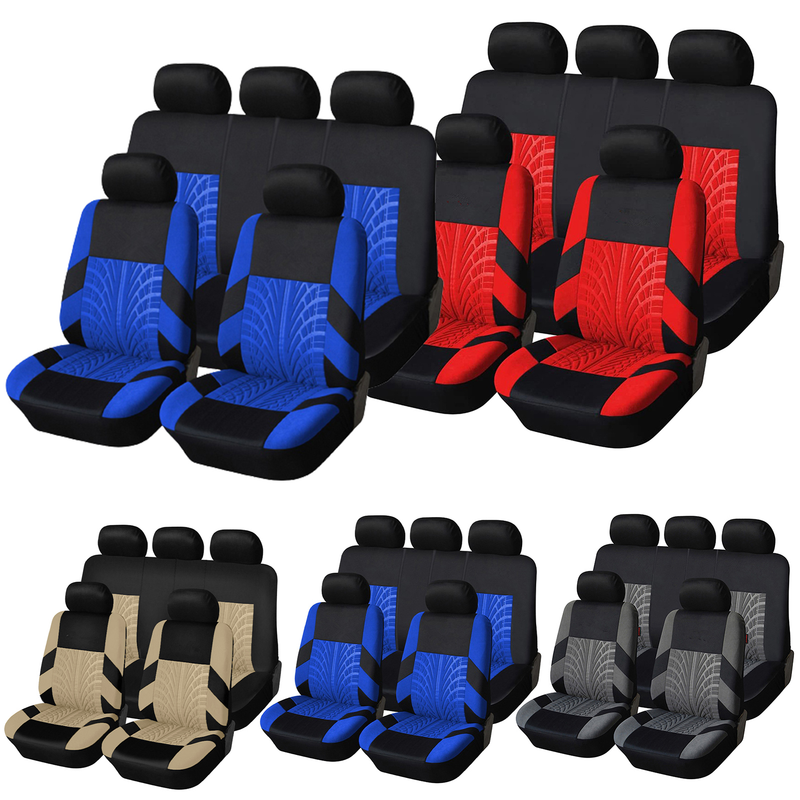 Fuzhongfu 9Pcs Car Seat Covers Set Comfortable Seating Polyester Front Rear Universal Fit Car Seat Covers Full Set for Automobile SUV Minivan_autovado.com