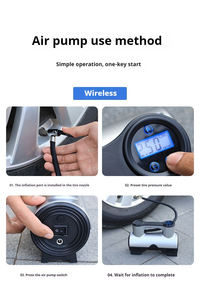 Car mounted inflation pump, portable electric car tire inflation pump, automatic high pressure_autovado.com