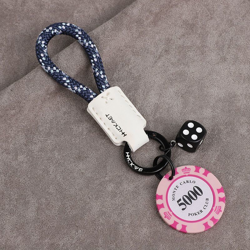 Chips Dice Cowhide Good Luck Car Keychain Original Bag Couple Pendant Personality High End Men And Women Pendant_autovado.com