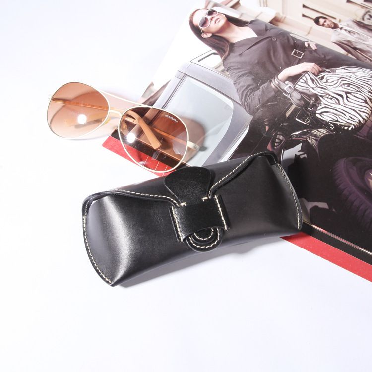 Unisex Cowhide handmade glasses case Vintage glasses with tanned tree paste glasses case_autovado.com