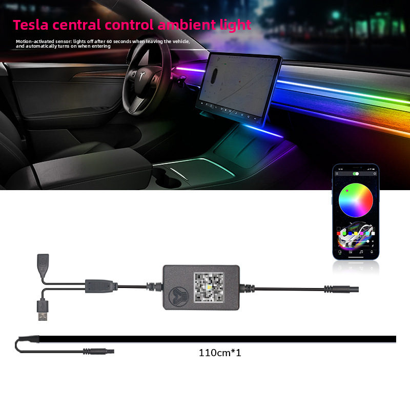 Applicable For Tesla Model 3/Y Dynamic Shadow Dashboard Colorful Ambient Non-Destructive Central Control Air Vent LED_autovado.com