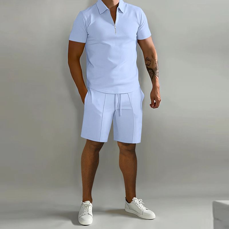 Men's Polo Casual Loose Short Sleeve Shorts Tracksuit_autovado.com