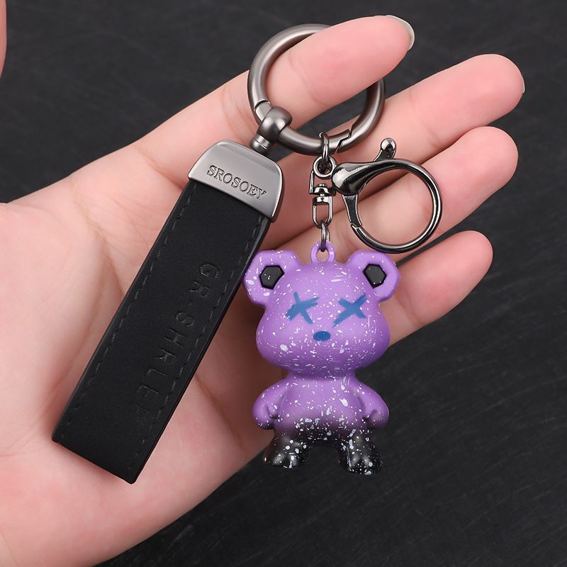 Chameleon Bear Keychain Flip Fur Car Keychain Female Cartoon Bear Creative Couple Exquisite Bag Pendant_autovado.com