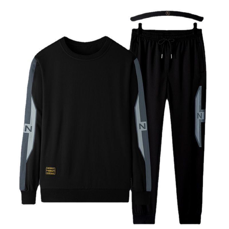 Men's Clothing Autumn Large Size Sweatshirt Men's Round Neck Casual Suit Sports Running Two piece Set Pullover Long Sleeve Men's Sweatpants_autovado.com
