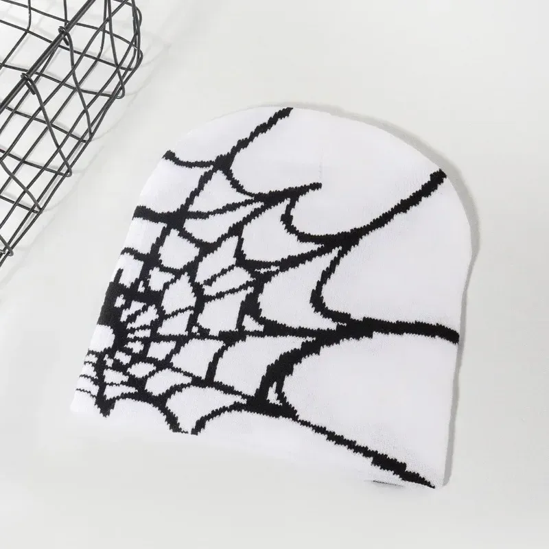 Hot Sale Fashion Knitting Spider Web Design Hat for Men Women Pullover Pile Y2k Goth Warm Beanie Hats New Hip-hop Street Cap_autovado.com