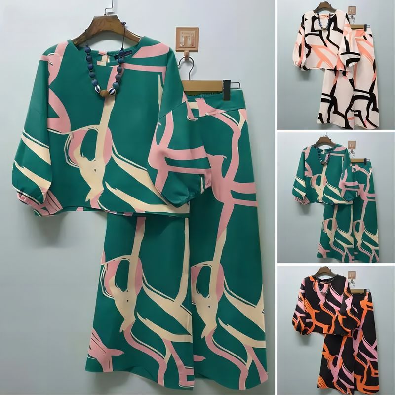 Women's fashion casual with suit shirt wide-leg pants 2-piece set_autovado.com
