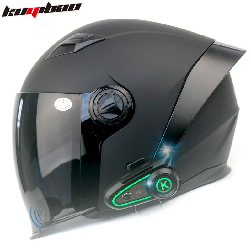 Motorcycle Helmet With Bluetooth Intercom, 3/4 Open Face Design, Dual Visor, 3C Certified, ABS Material, Multiple Color Options_autovado.com