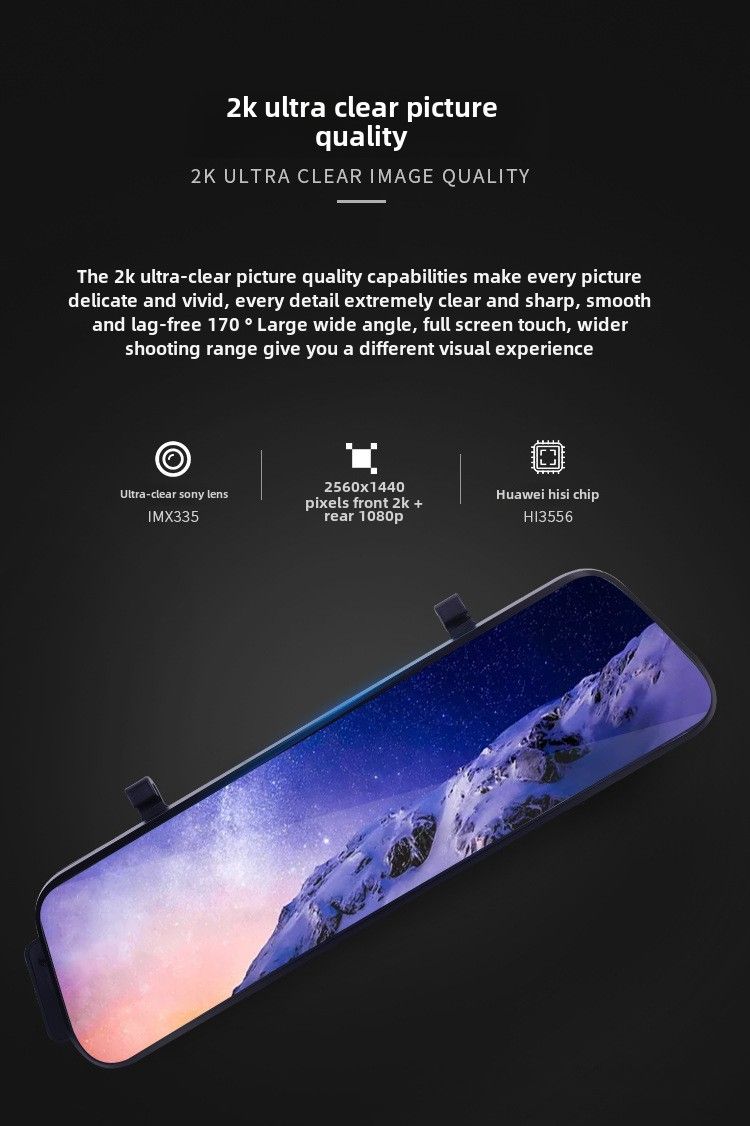 New 4K HD 10-inch 12-inch full screen streaming media rearview mirror driving recorder dual lens voice control WIFI_autovado.com