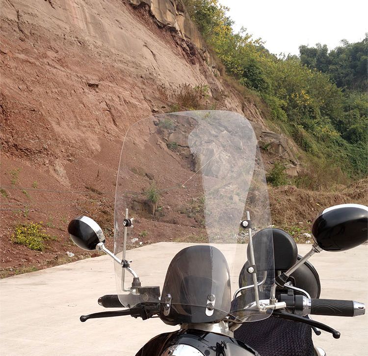 Lingying Large PC Electric Scooter Front Windshield Transparent HD Motorcycle Windscreen Suitable For All Seasons_autovado.com