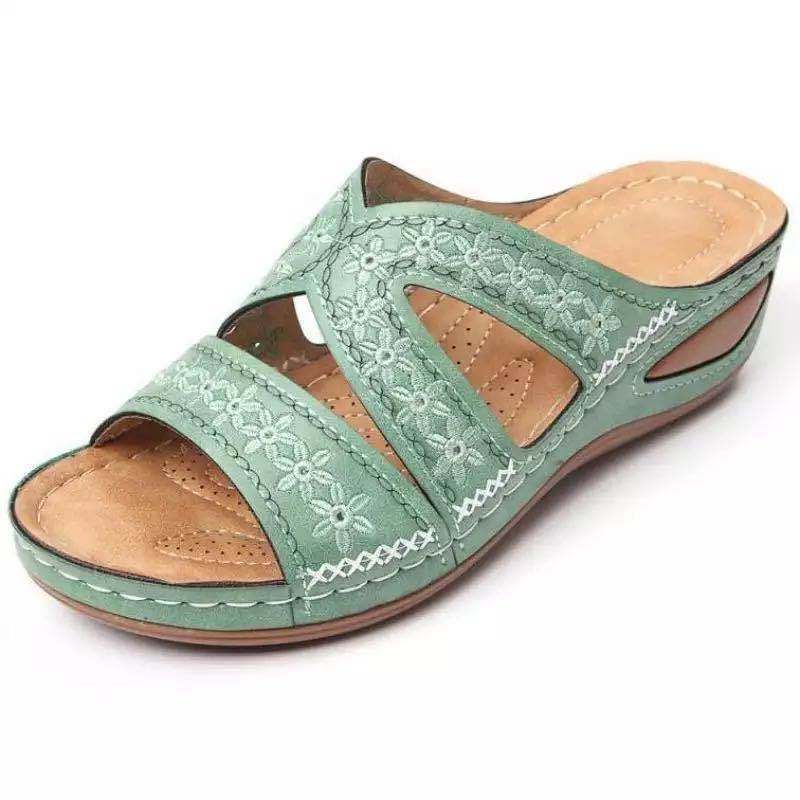 Women's fashion wedge heel platform retro sandals women's shoes plus-size slippers_autovado.com