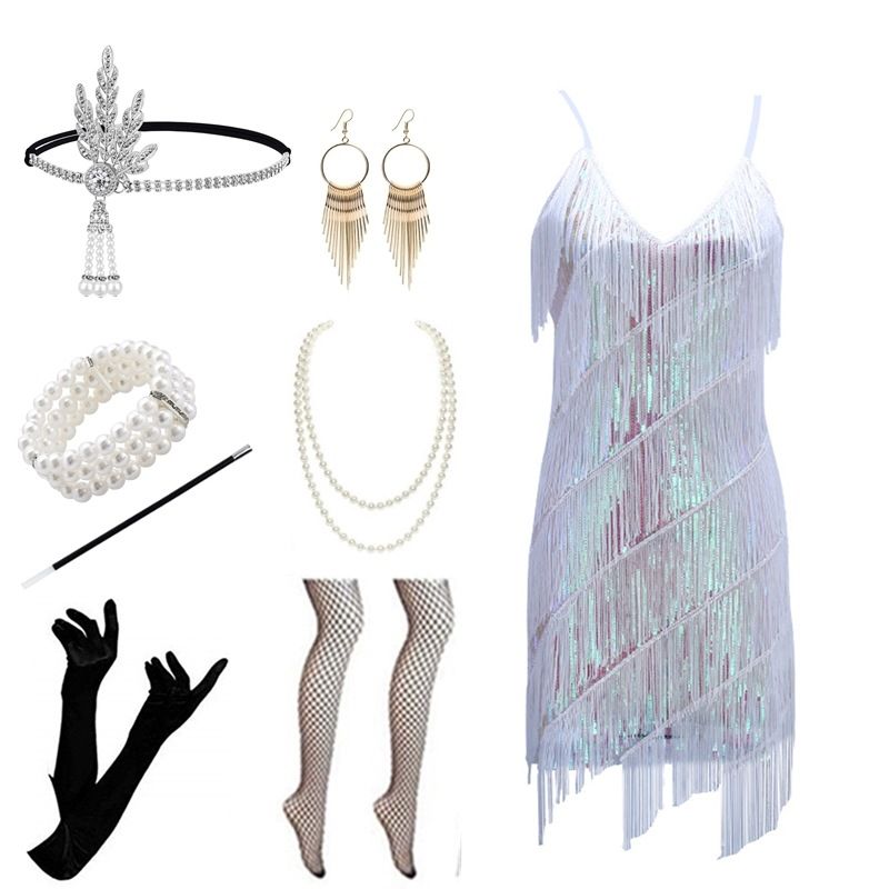 Tassel sequin evening dress 1920 retro party Gatsby dress_autovado.com