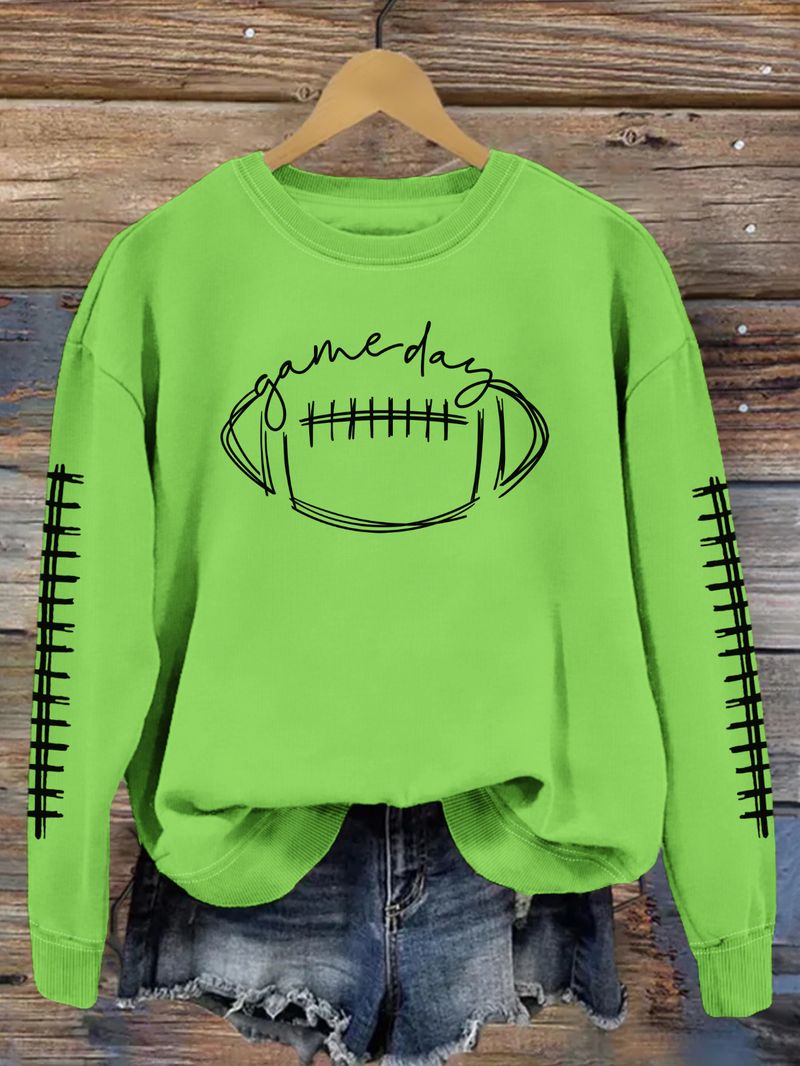Women's Clothing new autumn game day print fashion sweater spot trend long sleeve_autovado.com