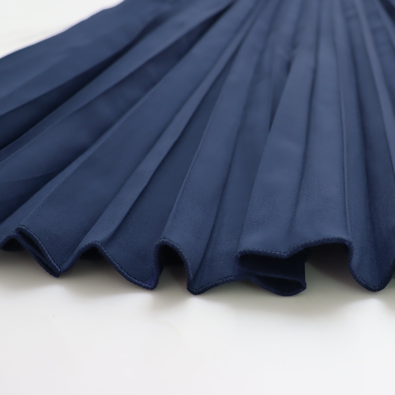 Long sleeved Polo collar high waist fashion casual pleated women's dress_autovado.com