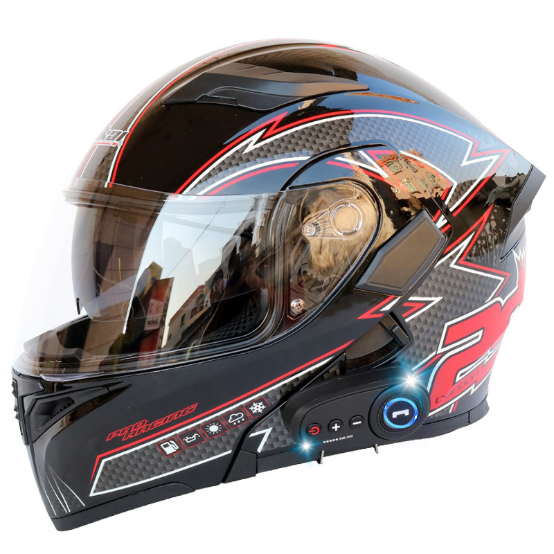 CoolQibao Electric Bluetooth Dual Lens Full Face Motorcycle Helmet With FM_autovado.com