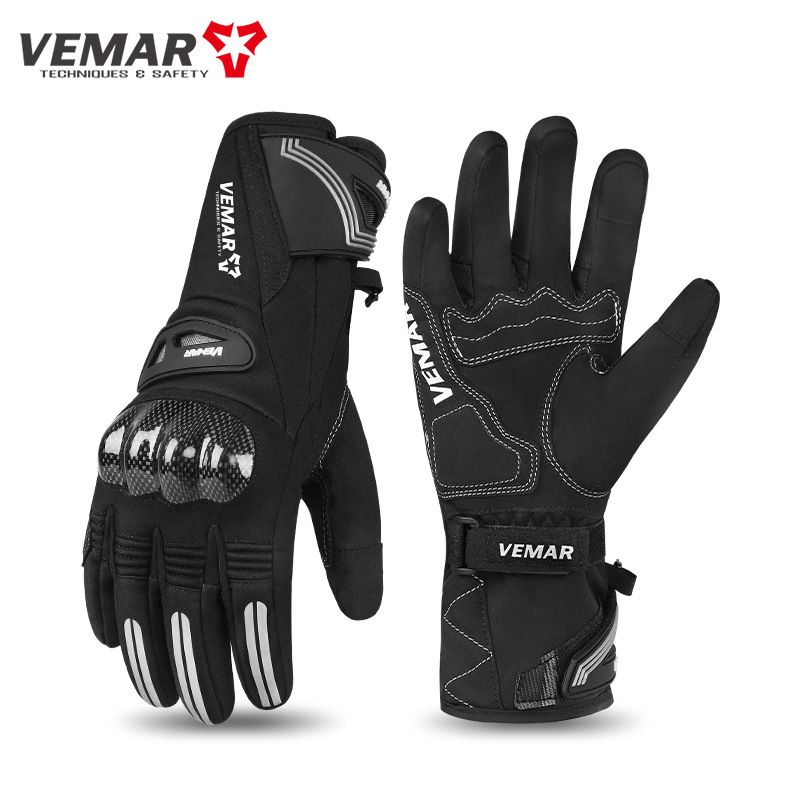 Vemar Riding Autumn Winter Men Windproof Waterproof Fleece Lined Non-Slip Warm Electric Bike Motorcycle Gloves_autovado.com