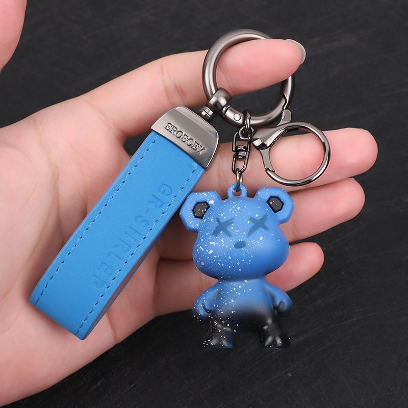 Chameleon Bear Keychain Flip Fur Car Keychain Female Cartoon Bear Creative Couple Exquisite Bag Pendant_autovado.com