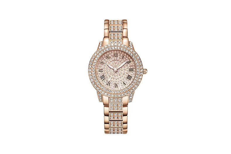 Electronic watches women's niche high-end diamond quartz watch student rose gold Roman pattern full of diamond women's watch_autovado.com