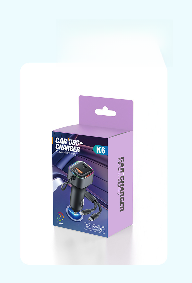 USB One To Two With Cable Charger, Multifunctional Car Phone Charger_autovado.com