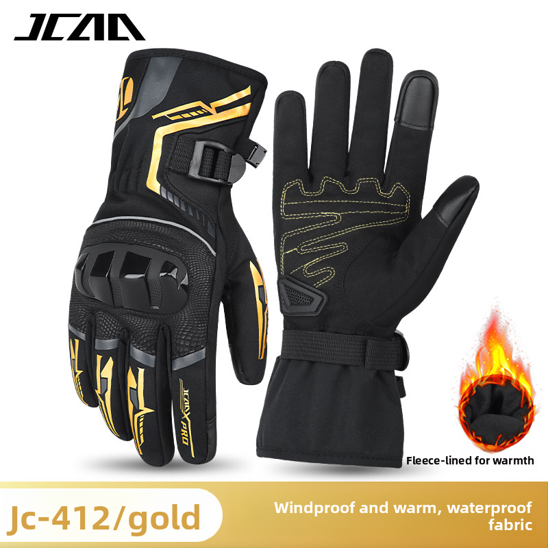 JCCA Winter Riding Anti-Fall Gloves For Men And Women Waterproof Windproof Fleece-Lined Cold-Proof Motorcycle Protective_autovado.com
