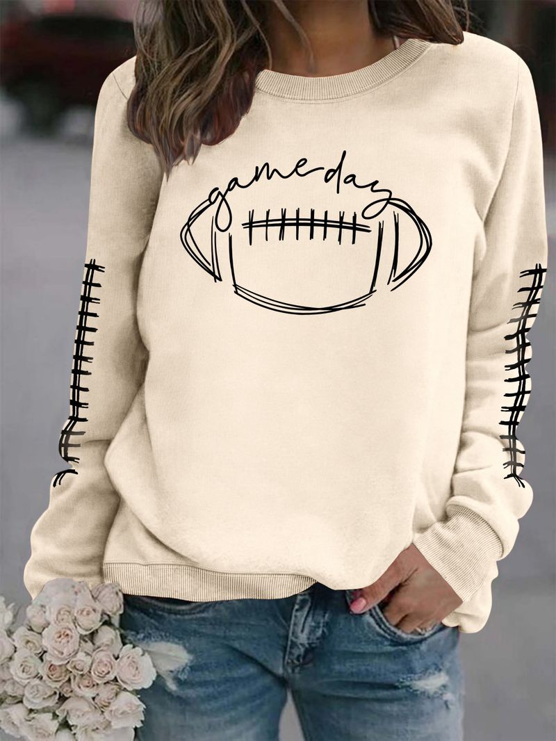 Women's Clothing new autumn game day print fashion sweater spot trend long sleeve_autovado.com