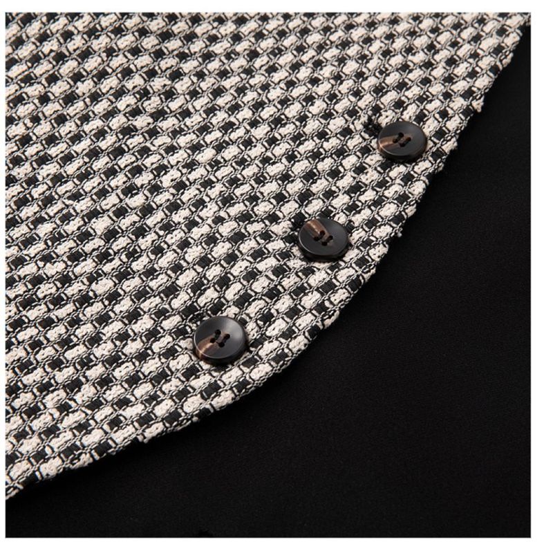 Women's Clothing round neck vest new design slim fit plaid vest outer wear waistcoat _autovado.com