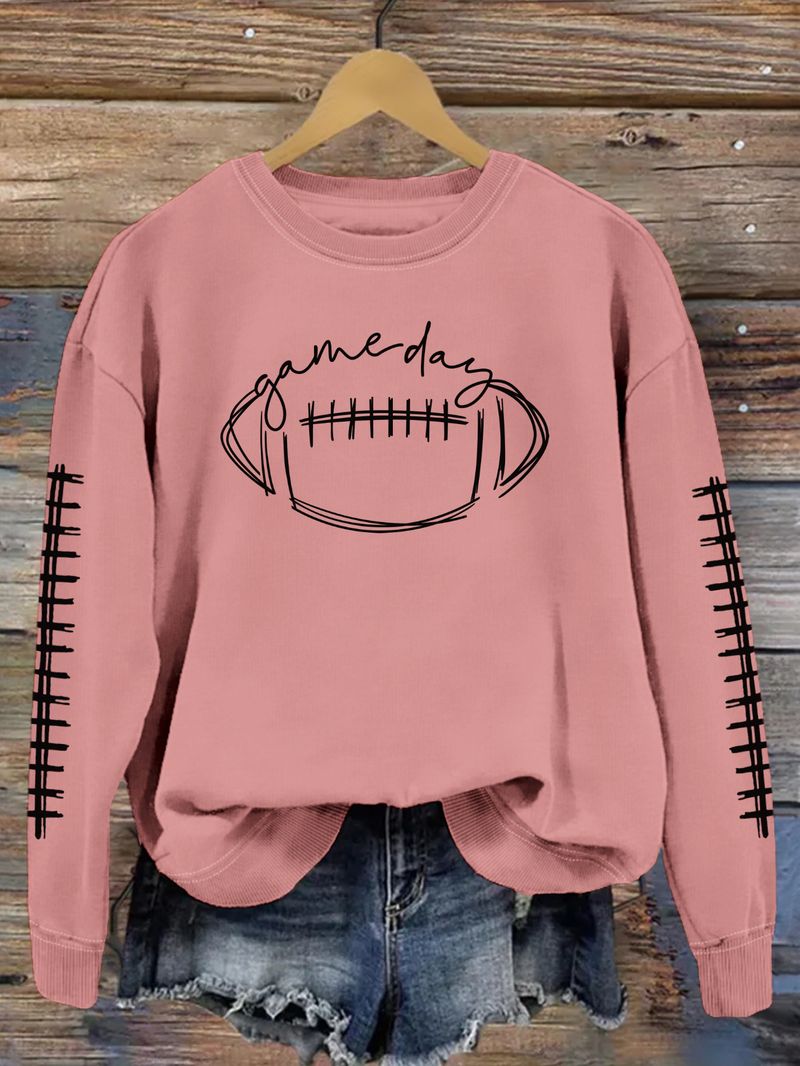 Women's Clothing new autumn game day print fashion sweater spot trend long sleeve_autovado.com