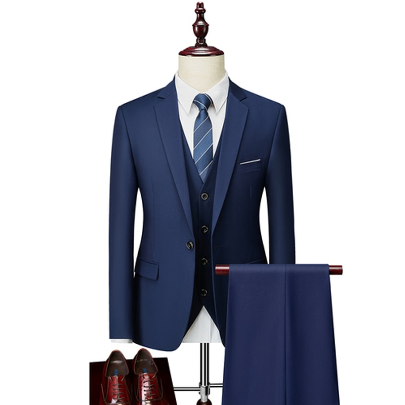 High Quality Men Suit Set Blazers Business 3 Pieces Formal Vest Pants Full Coats 2024 Wedd Elegant Jackets Free_autovado.com